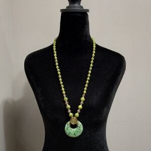 Green and Gold Beaded Necklace